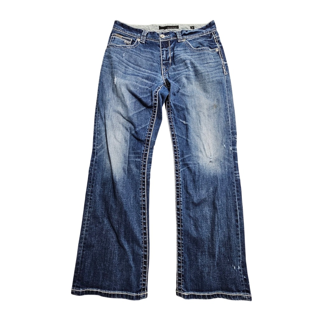 Buckle Black Fit No. 9 Jeans 34x31 Blue Distressed Bootcut BBLA914